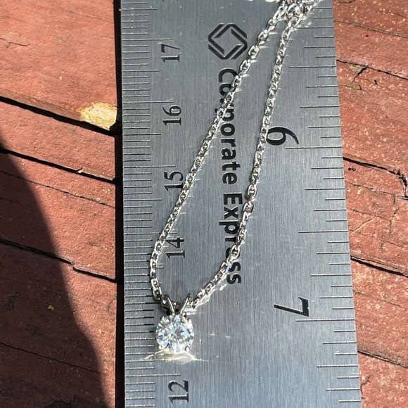 Sparkling Solid 14k White Gold .5 Carat Moissanite Solitaire Pendant - Picture 5 of 6